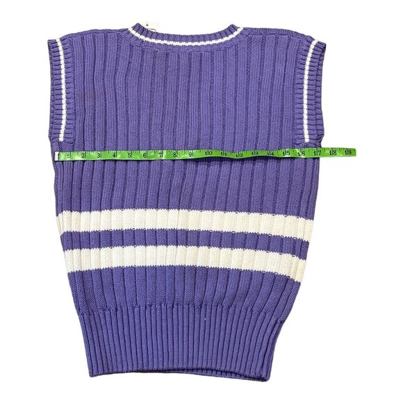 Vintage Andrew St John Medium Women’s Sweater Vest Knit Purple Stripe Golf NWT - Picture 7 of 8